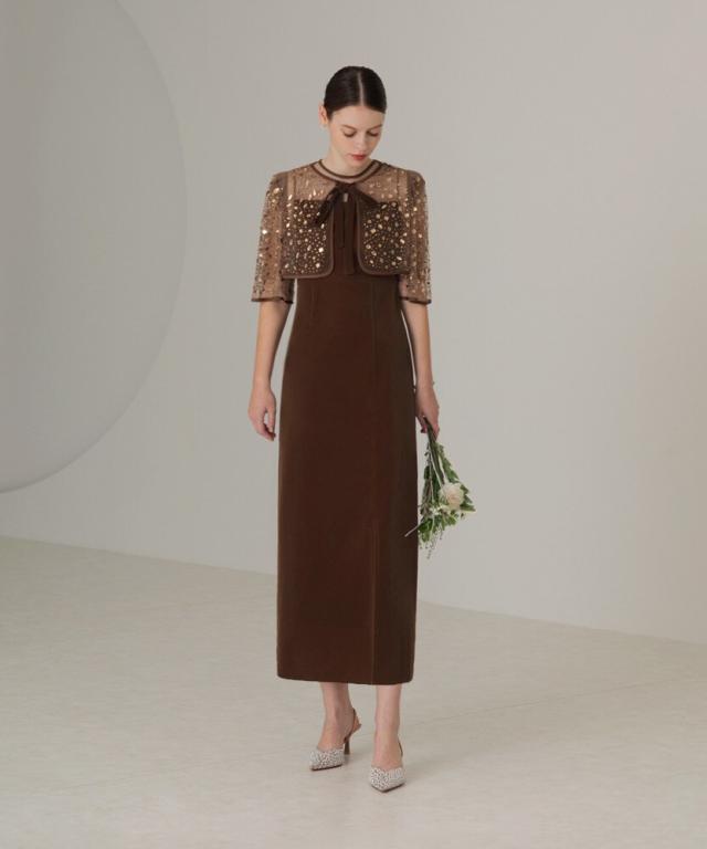 レジャ(Leja)/ビジューストーンボレロベロアスリットIラインドレスの通販は レジャ(Leja)/ビジューストーンボレロベロアスリットIラインドレスの通販は