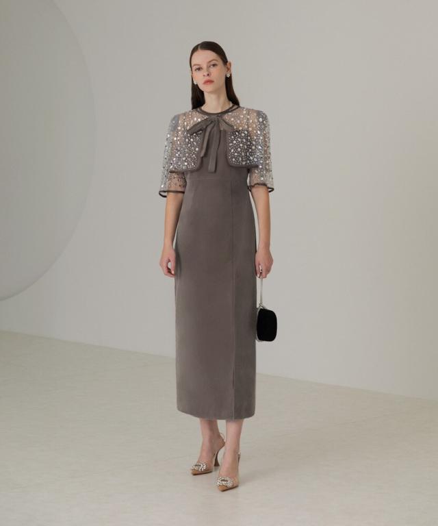 レジャ(Leja)/ビジューストーンボレロベロアスリットIラインドレスの通販は レジャ(Leja)/ビジューストーンボレロベロアスリットIラインドレスの通販は