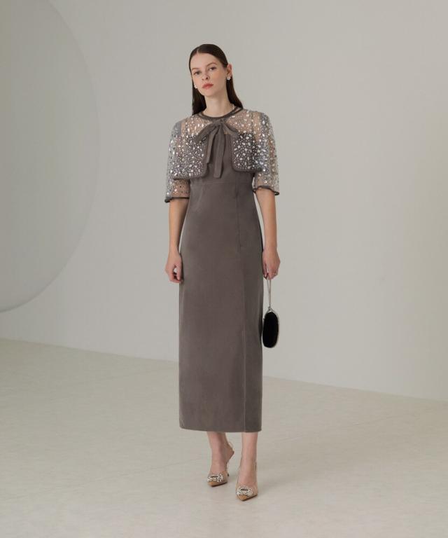 レジャ(Leja)/ビジューストーンボレロベロアスリットIラインドレスの通販は レジャ(Leja)/ビジューストーンボレロベロアスリットIラインドレスの通販は