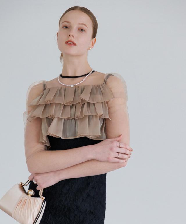 レジャ（Leja）/3WAYティアードフリルジャガードIラインドレス