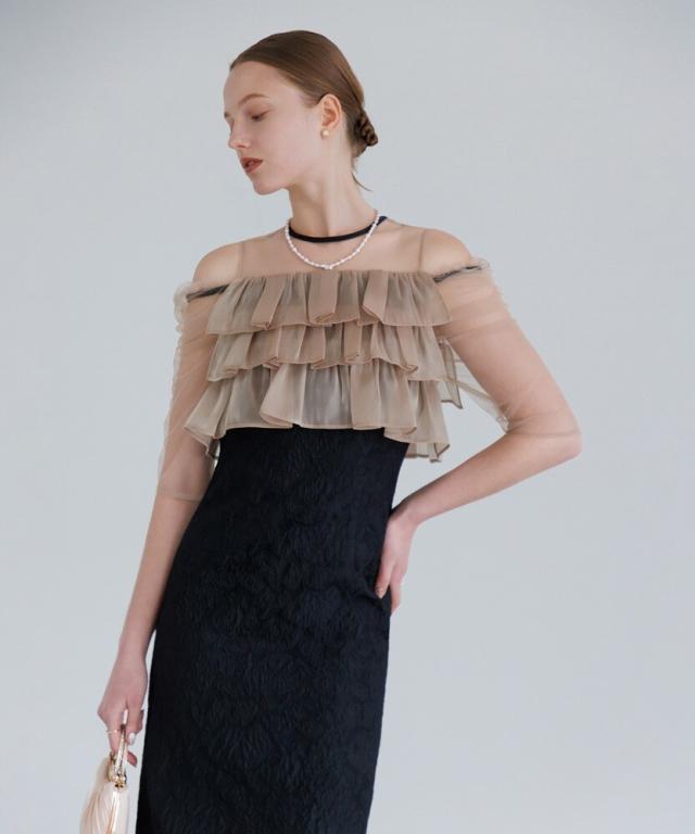 レジャ（Leja）/3WAYティアードフリルジャガードIラインドレス