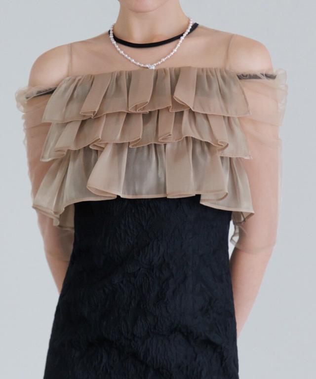 レジャ（Leja）/3WAYティアードフリルジャガードIラインドレス