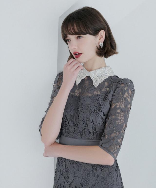 レジャ（Leja）/花柄レースビジューカラーAラインドレス