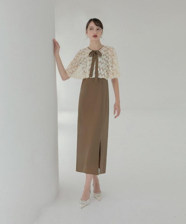 レジャ（Leja）/リボンフリンジケープ Iラインドレス