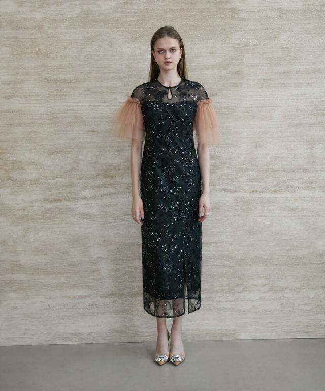 レジャ（Leja）/フラワースパンコールチュールスリーブIラインドレス