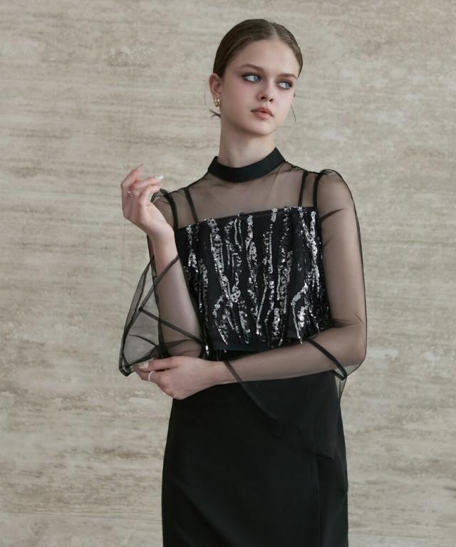 レジャ（Leja）/2WAYスパンコールビスチェチュールIラインワンピースドレス