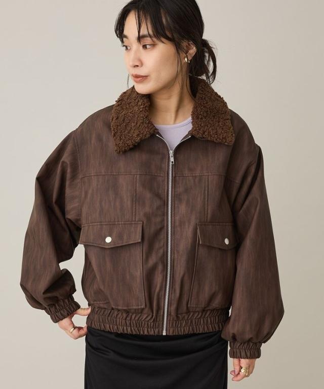 クラフトスタンダードブティック（CRAFT STANDARD BOUTIQUE）/フェイクレザー衿ボアブルゾン