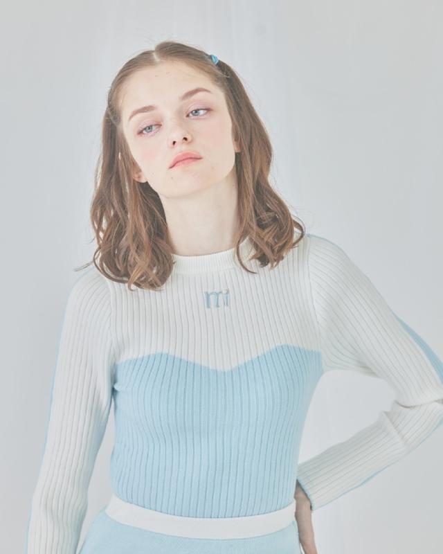 ミヌエール（minuere）/bi color rib knit tops