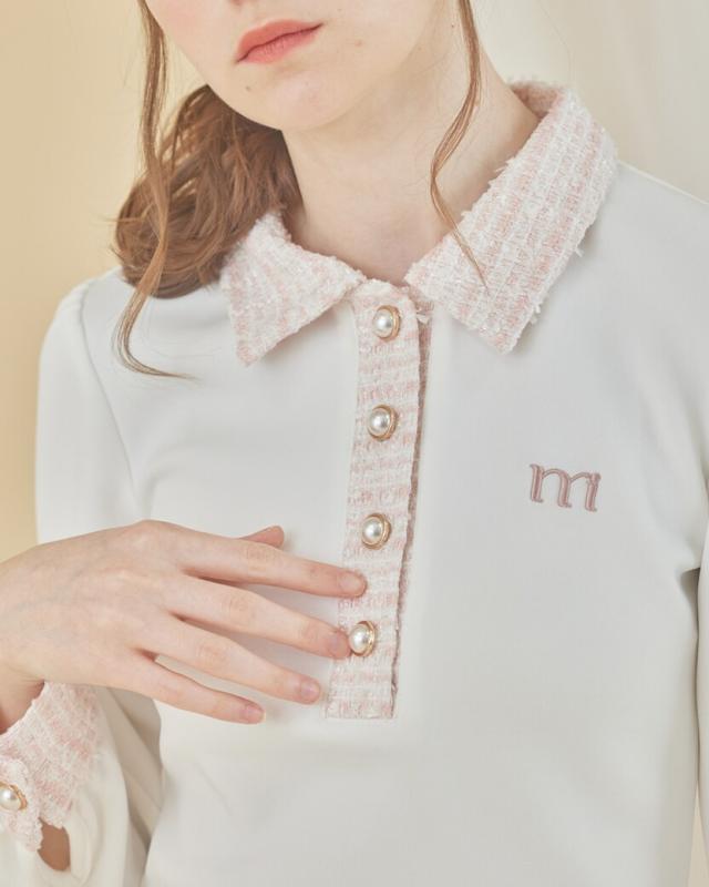 ミヌエール（minuere）/tweed pearl button polo その他