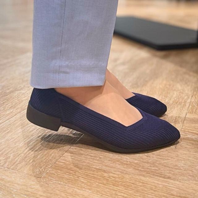 ケソウ（Kesou）/【19．5〜27．0cm】リブ編み ポインテッドトゥ 1．5cm