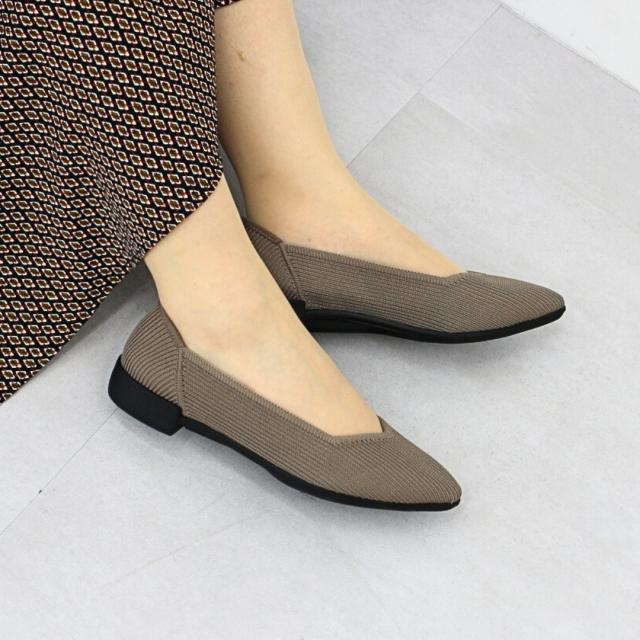 ケソウ（Kesou）/【19．5〜27．0cm】リブ編み ポインテッドトゥ 1．5cm