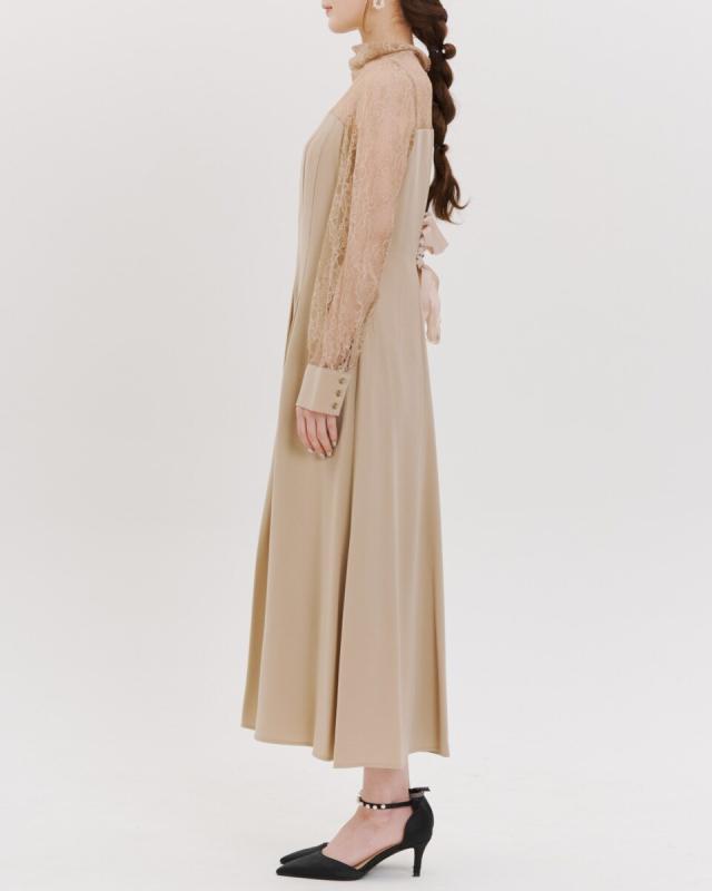 アンドロブ（&Robu．）/&Robu． ハイネック切り替えレースロングドレス