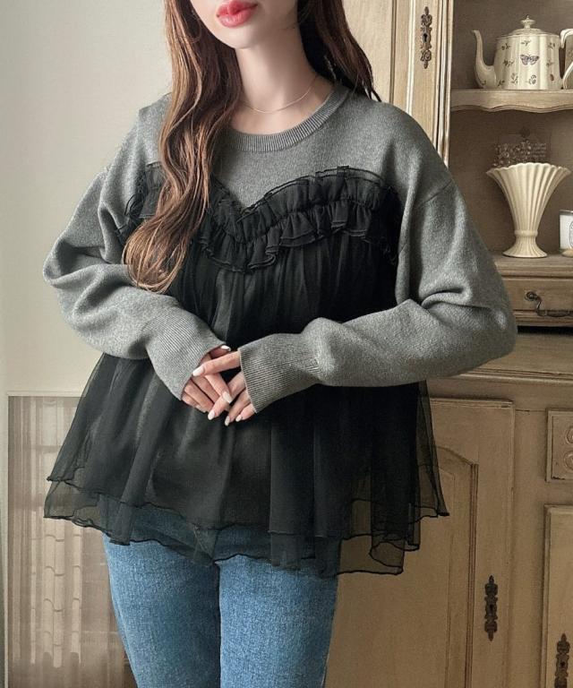 メイル(Meiru)/Meiru チュールドッキングニットの通販は メイル(Meiru)/Meiru チュールドッキングニットの通販は