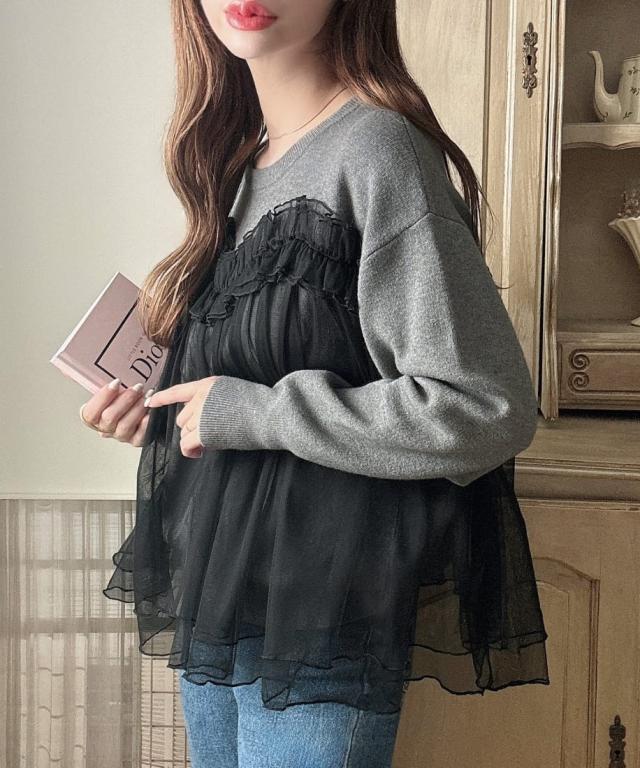 メイル(Meiru)/Meiru チュールドッキングニットの通販は メイル(Meiru)/Meiru チュールドッキングニットの通販は