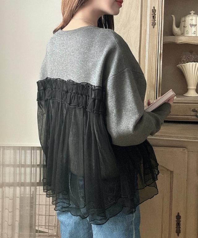 メイル(Meiru)/Meiru チュールドッキングニットの通販は メイル(Meiru)/Meiru チュールドッキングニットの通販は