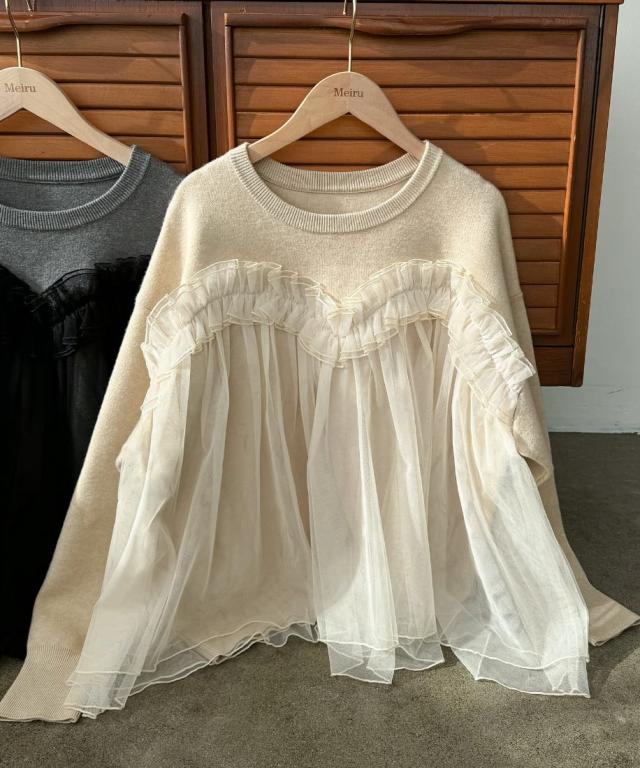 メイル(Meiru)/Meiru チュールドッキングニットの通販は メイル(Meiru)/Meiru チュールドッキングニットの通販は
