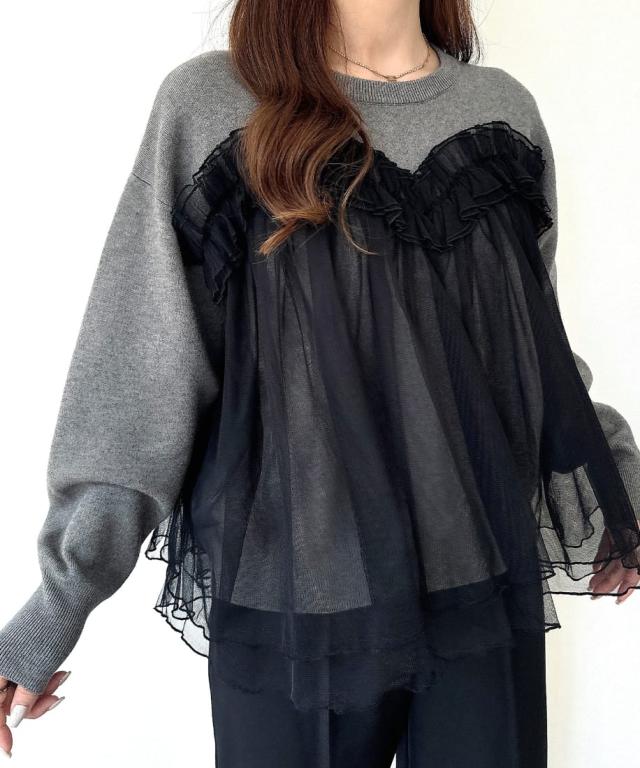 メイル(Meiru)/Meiru チュールドッキングニットの通販は メイル(Meiru)/Meiru チュールドッキングニットの通販は