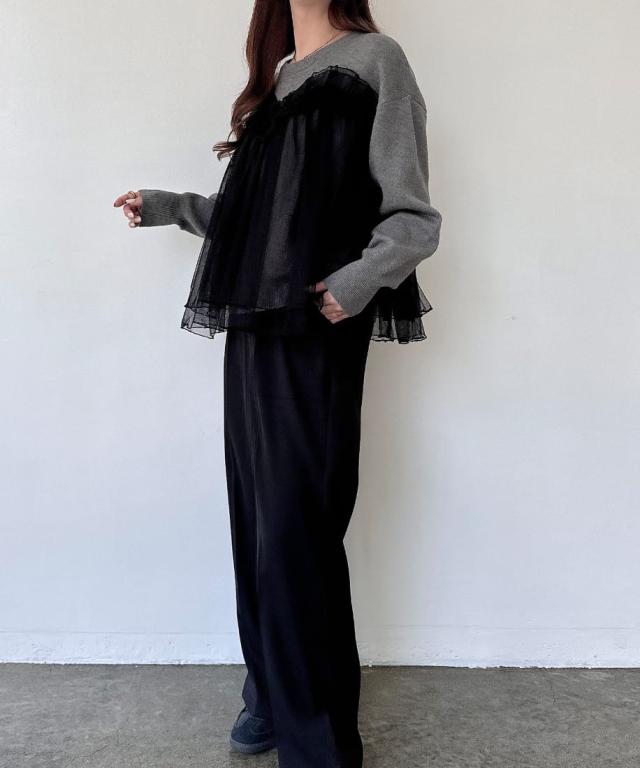 メイル(Meiru)/Meiru チュールドッキングニットの通販は メイル(Meiru)/Meiru チュールドッキングニットの通販は