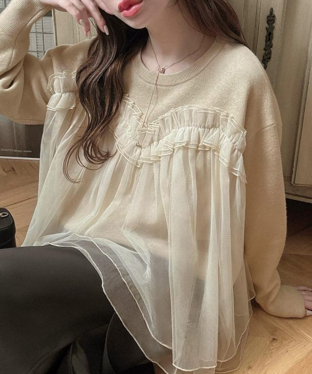 メイル(Meiru)/Meiru チュールドッキングニットの通販は メイル(Meiru)/Meiru チュールドッキングニットの通販は