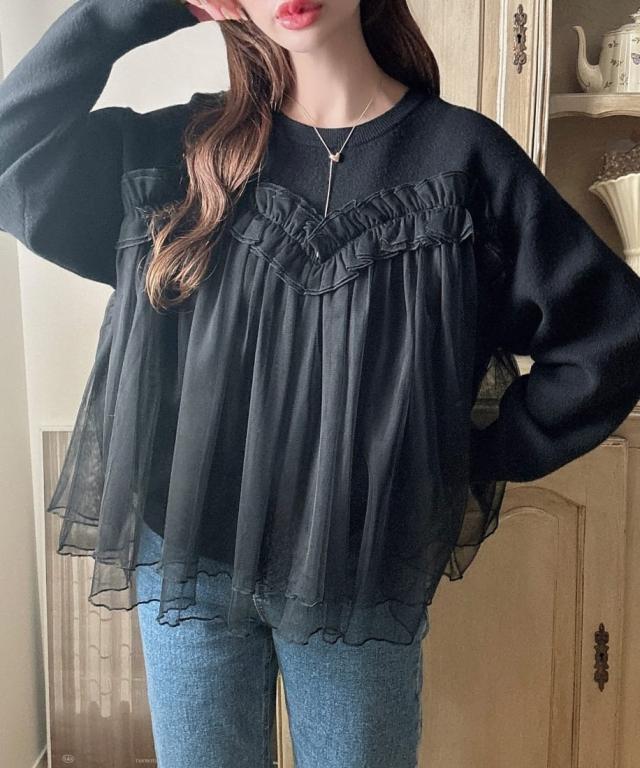 メイル(Meiru)/Meiru チュールドッキングニットの通販は メイル(Meiru)/Meiru チュールドッキングニットの通販は