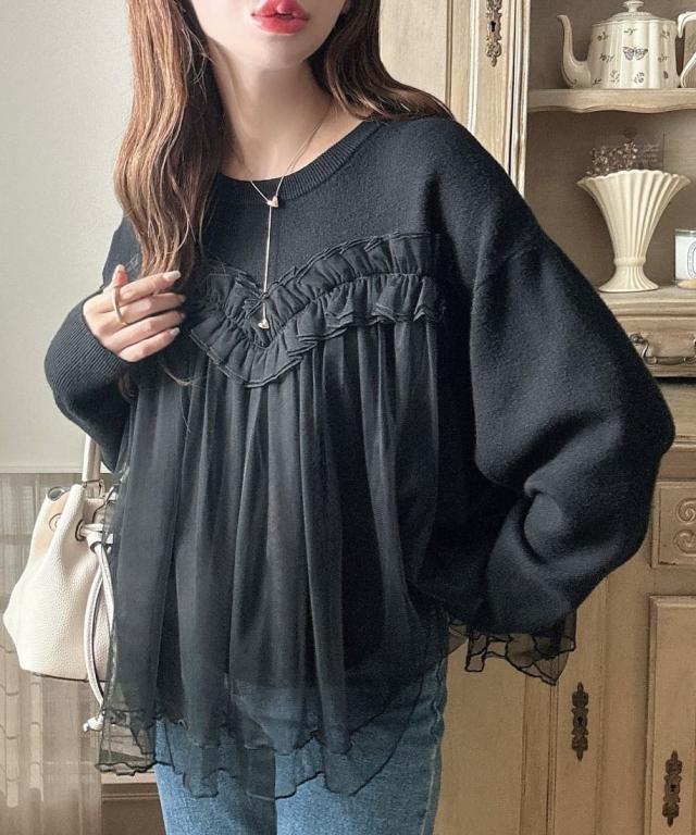 メイル(Meiru)/Meiru チュールドッキングニットの通販は メイル(Meiru)/Meiru チュールドッキングニットの通販は