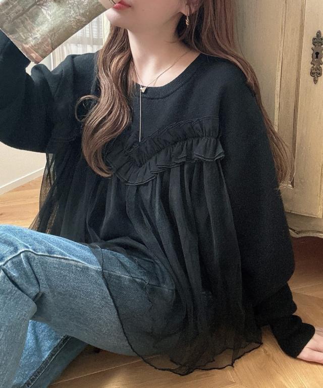 メイル(Meiru)/Meiru チュールドッキングニットの通販は メイル(Meiru)/Meiru チュールドッキングニットの通販は