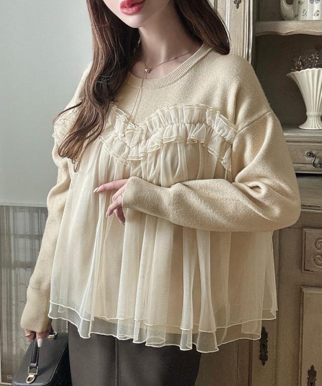 メイル(Meiru)/Meiru チュールドッキングニットの通販は メイル(Meiru)/Meiru チュールドッキングニットの通販は