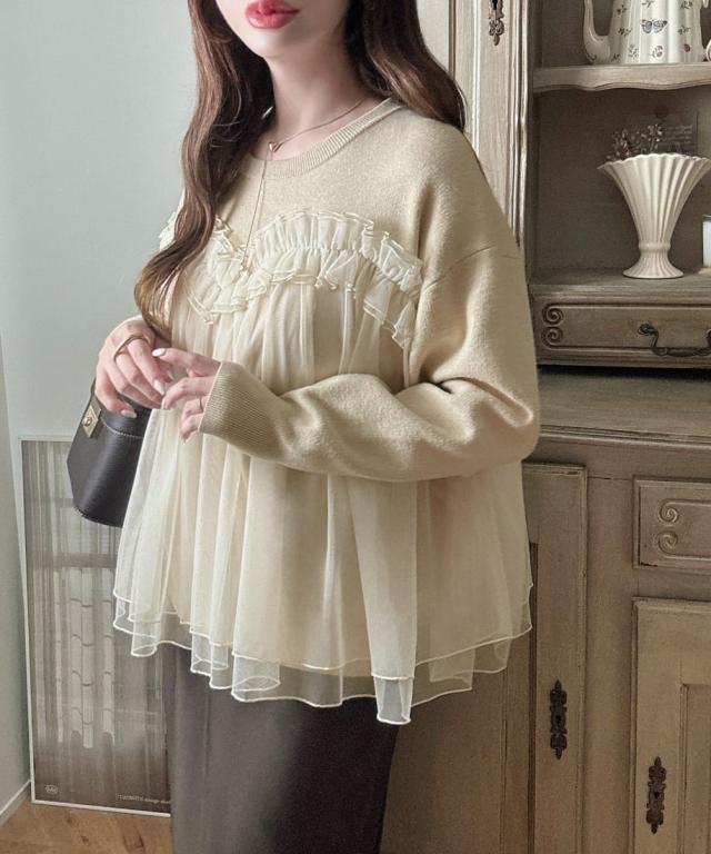 メイル(Meiru)/Meiru チュールドッキングニットの通販は メイル(Meiru)/Meiru チュールドッキングニットの通販は