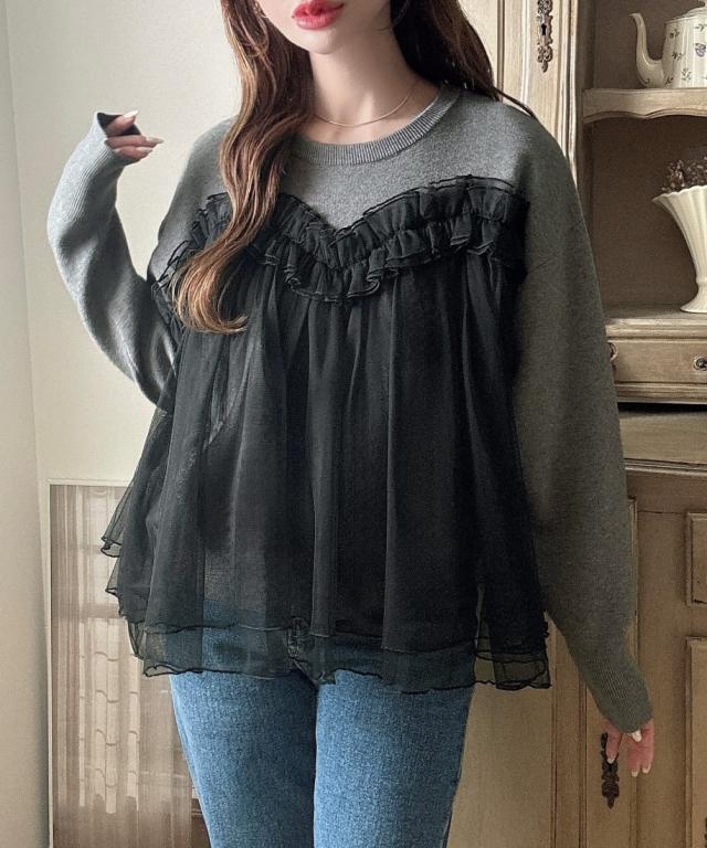 メイル(Meiru)/Meiru チュールドッキングニットの通販は メイル(Meiru)/Meiru チュールドッキングニットの通販は