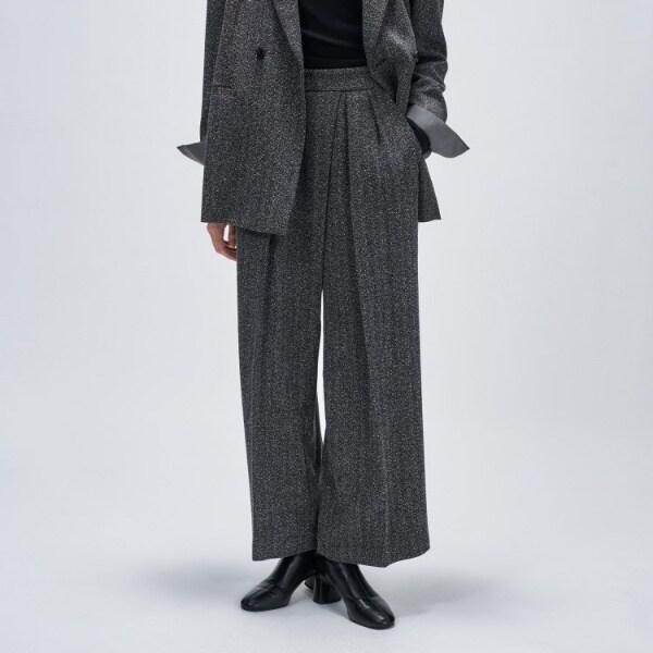 クロエンス（cloenc）/ダブルタックヘリンボーンワイドパンツ