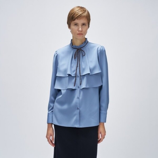 クロエンス（cloenc）/【手洗い可】ベロアリボンフリルブラウス