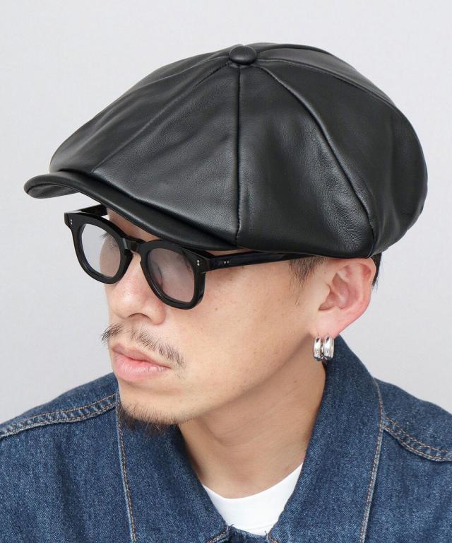 【NEW】レックハッター（ReqHatter）/本革 ラムレザー（羊革） ビッグフォルム キャスケットハンチング