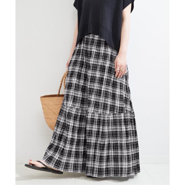 ベーセーストック（B．C STOCK）/先染めチェッククリンクルスカートの通販は 6,149円