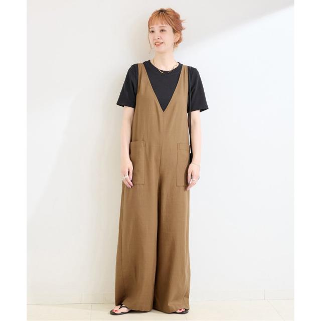 ベーセーストック（B．C STOCK）/《2点セット》手洗い可 / ウォッシャブル / インナー付き深Vサロペット