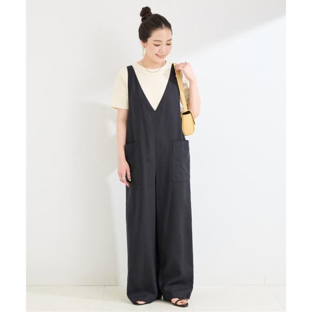 ベーセーストック（B．C STOCK）/《2点セット》手洗い可 / ウォッシャブル / インナー付き深Vサロペット