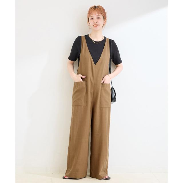 ベーセーストック（B．C STOCK）/《2点セット》手洗い可 / ウォッシャブル / インナー付き深Vサロペット