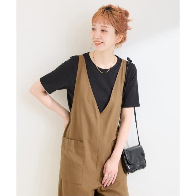 ベーセーストック（B．C STOCK）/《2点セット》手洗い可 / ウォッシャブル / インナー付き深Vサロペット