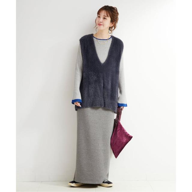 ベーセーストック（B．C STOCK）/《追加2》《2点セット》手洗い可 / ショートシャギーベスト+ダンボールスカート
