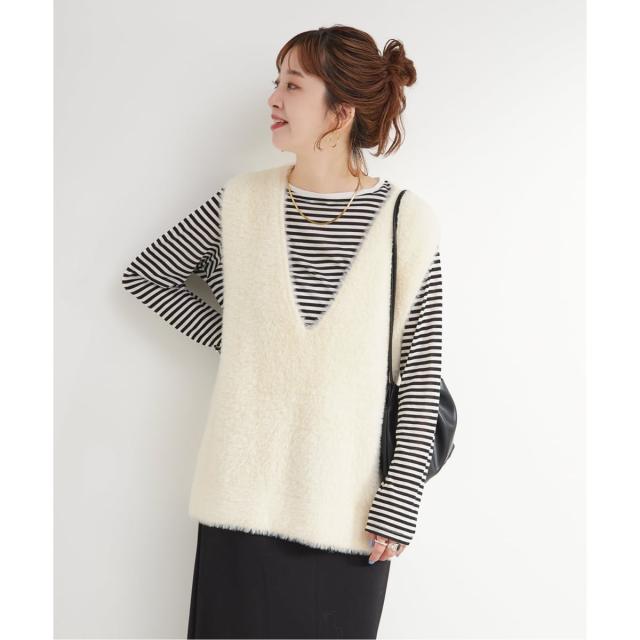 ベーセーストック（B．C STOCK）/《追加2》《2点セット》手洗い可 / ショートシャギーベスト+ダンボールスカート