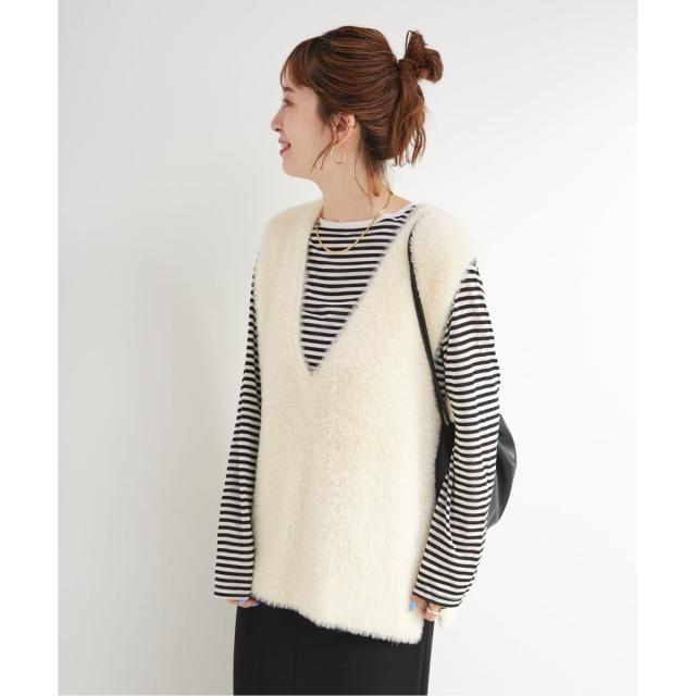 ベーセーストック（B．C STOCK）/《追加2》《2点セット》手洗い可 / ショートシャギーベスト+ダンボールスカート