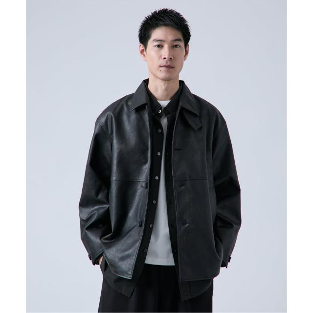 ベーセーストック（B．C STOCK）/フェード加工 フェイクレザーカーコート