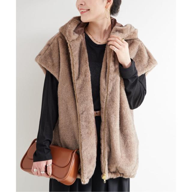 ベーセーストック（B．C STOCK）/《追加》【WEB＋一部店舗限定】手洗い可 / フード付きミンク調ファーベスト