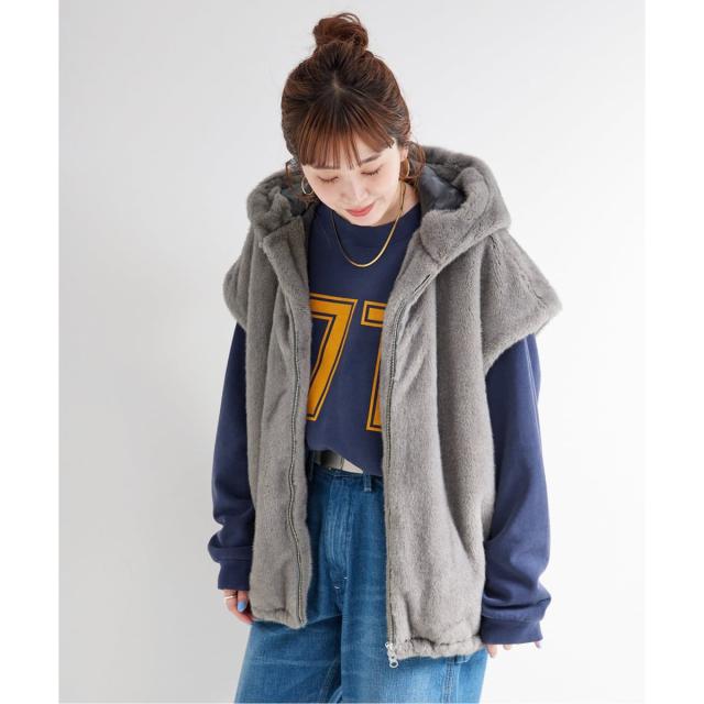 ベーセーストック（B．C STOCK）/《追加》【WEB＋一部店舗限定】手洗い可 / フード付きミンク調ファーベスト