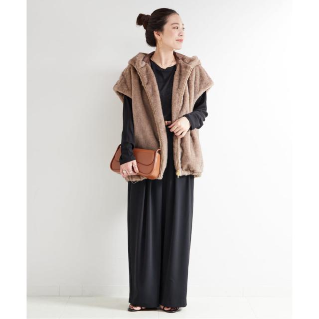 ベーセーストック（B．C STOCK）/《追加》【WEB＋一部店舗限定】手洗い可 / フード付きミンク調ファーベスト