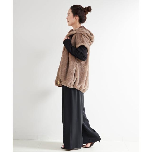 ベーセーストック（B．C STOCK）/《追加》【WEB＋一部店舗限定】手洗い可 / フード付きミンク調ファーベスト