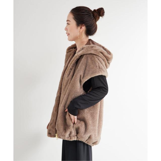 ベーセーストック（B．C STOCK）/《追加》【WEB＋一部店舗限定】手洗い可 / フード付きミンク調ファーベスト