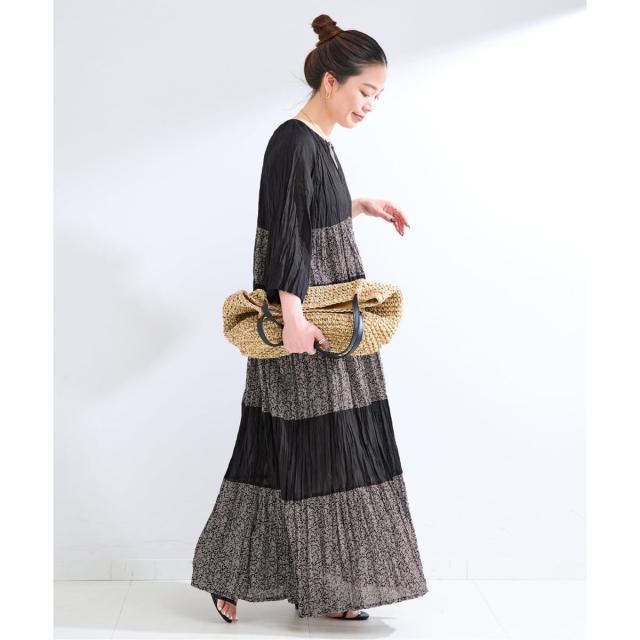 ベーセーストック（B．C STOCK）/【WEB限定】手洗い可 / 別注 / FANAKA / モノトーンプリントフラワーワンピ