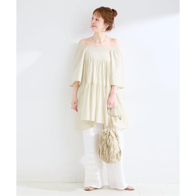 ベーセーストック（B．C STOCK）/手洗い可 / 2WAYオフショルティアードチュニック_3