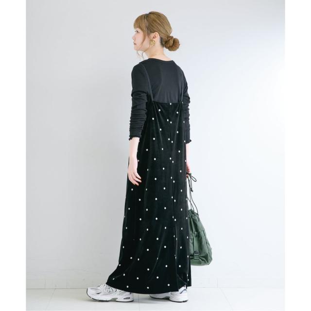 フラワー刺繍ワンピース B.C STOCK ベーセーストック 手洗い可