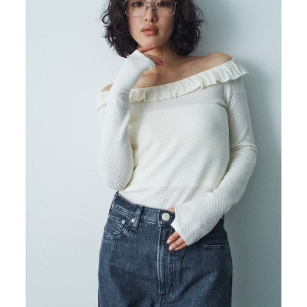 コードエー（CODE A）/frill lace knit pullover